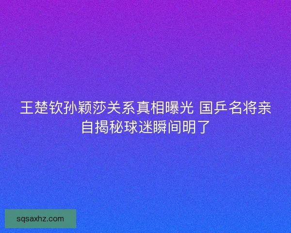 王楚钦孙颖莎关系真相曝光 国乒名将亲自揭秘球迷瞬间明了 王楚钦孙颖莎关系真相曝光 国乒名将亲自揭秘球迷瞬间明了